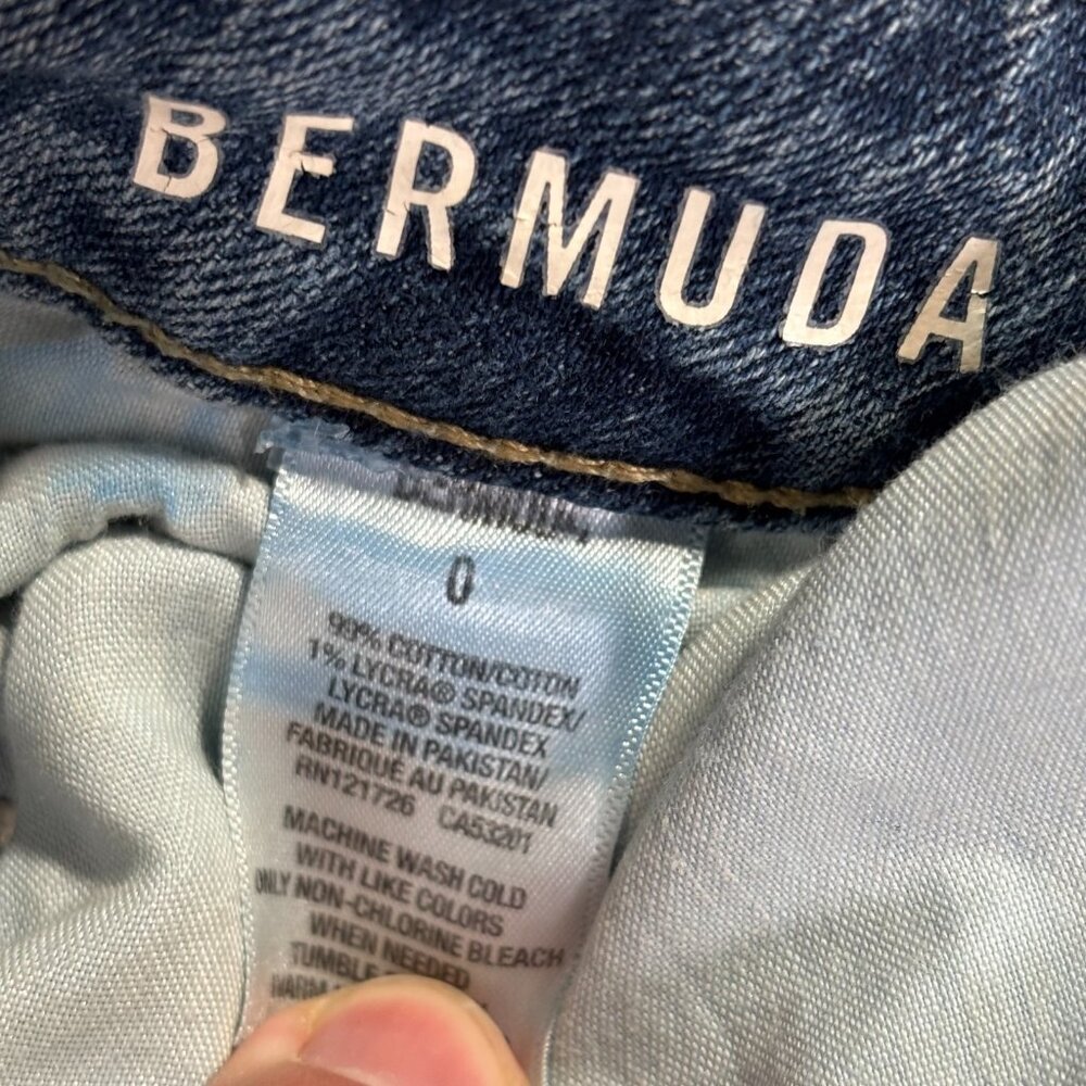 Aeropostale Bermuda Jean Shorts Blue Cuffed Cutoff Casual Medium Wash Womens 0 - Picture 6 of 6